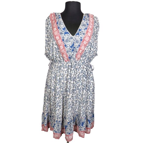 Romantic Gypsy Floral V Neck Tiered Boho Summer Dress Plus Size 3X - Picture 11 of 12